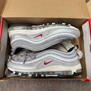 Nike Air Max 97 Silver and Red Sneakers